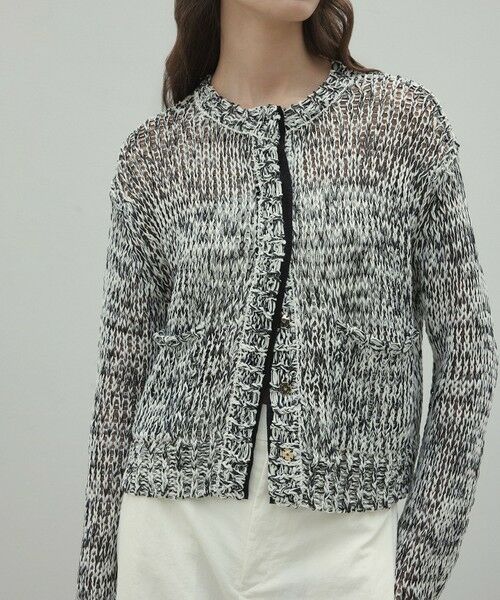 BEIGE, / ベイジ, カーディガン・ボレロ | 【洗える】THYME / クルーネックコットンメッシュカーディガン | 詳細4