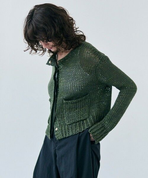 BEIGE, / ベイジ, カーディガン・ボレロ | 【洗える】THYME / クルーネックコットンメッシュカーディガン | 詳細15