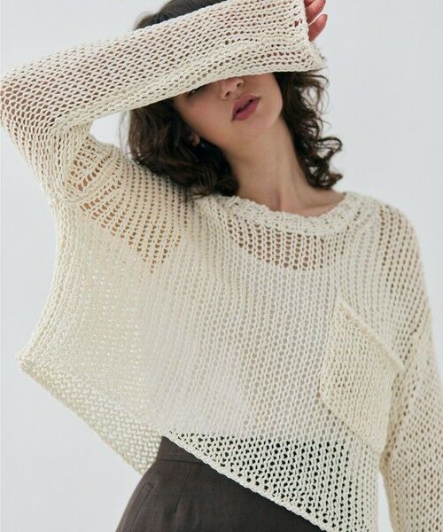 BEIGE, / ベイジ, ニット・セーター | 【洗える・STORY 6月号掲載】THYME / クルーネックコットンメッシュニット | 詳細15
