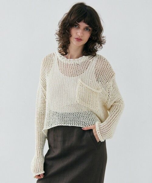 BEIGE,/ベイジ, 【洗える・STORY 6月号掲載】THYME / クルーネックコットンメッシュニット Ecru 4 BEIGE,/ベイジ, 【洗える・STORY 6月号掲載】THYME / クルーネックコットンメッシュニット Ecru 4