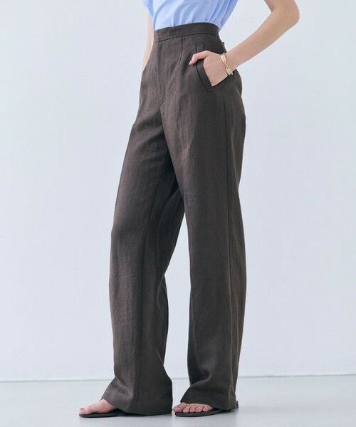 BEIGE,/ベイジ, CRINUM / ストレートリネンパンツ Dark Brown 2 BEIGE,/ベイジ, CRINUM / ストレートリネンパンツ Dark Brown 2