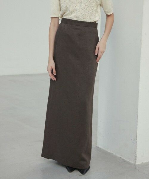 BEIGE,/ベイジ, 【Oggi 5月号掲載】CRINUM / Iラインリネンマキシスカート Dark Brown 4 BEIGE,/ベイジ, 【Oggi 5月号掲載】CRINUM / Iラインリネンマキシスカート Dark Brown 4