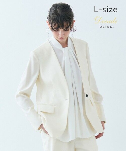 BEIGE,/ベイジ, 【洗える・L-size】CAROLE / リネンライクノーカラーハーフ丈ジャケット Ecru 8 BEIGE,/ベイジ, 【洗える・L-size】CAROLE / リネンライクノーカラーハーフ丈ジャケット Ecru 8