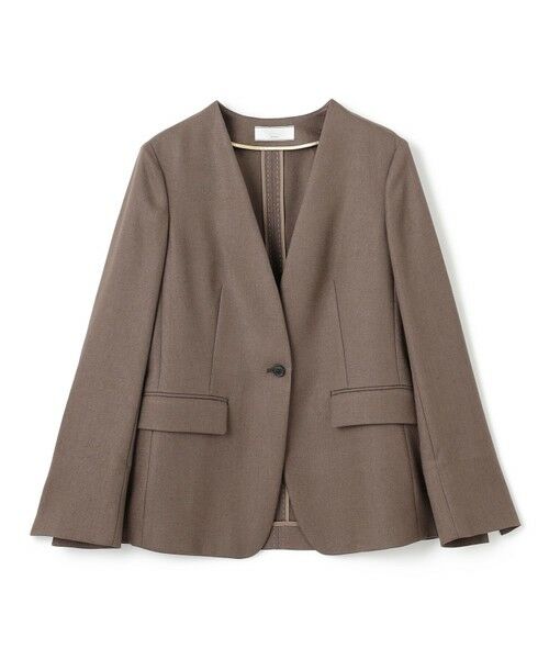 BEIGE, / ベイジ, ノーカラージャケット | 【L-size】CAROLE / リネンライクノーカラーハーフ丈ジャケット | 詳細10