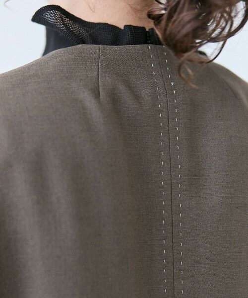 BEIGE, / ベイジ, ノーカラージャケット | 【洗える・L-size】CAROLE / リネンライクノーカラーハーフ丈ジャケット | 詳細5