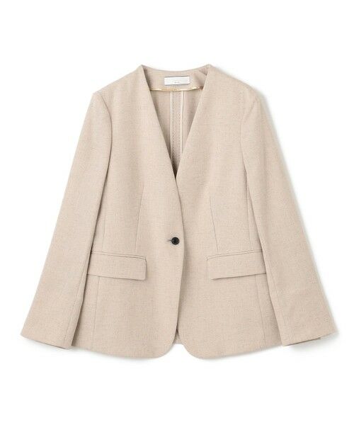 BEIGE, / ベイジ, ノーカラージャケット | 【洗える・L-size】CAROLE / リネンライクノーカラーハーフ丈ジャケット | 詳細12