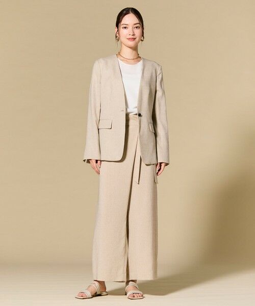 BEIGE, / ベイジ, ノーカラージャケット | 【L-size】CAROLE / リネンライクノーカラーハーフ丈ジャケット | 詳細12