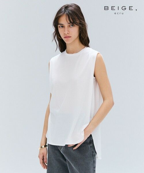 BEIGE,/ベイジ, 【BEIGE、ecru/WEB限定・洗える】FINE DRY TOUCH / ねじりデザインコットンノースリーブトップス White F BEIGE,/ベイジ, 【BEIGE、ecru/WEB限定・洗える】FINE DRY TOUCH / ねじりデザインコットンノースリーブトップス White F
