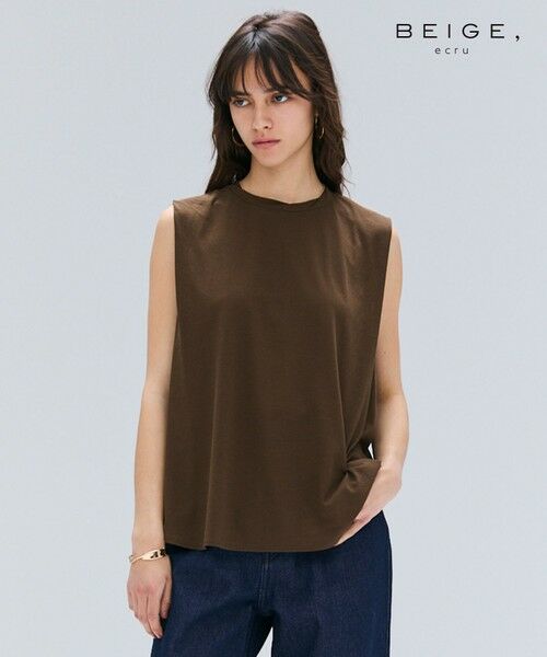 BEIGE,/ベイジ, 【BEIGE、ecru/WEB限定・洗える】FINE DRY TOUCH / ねじりデザインコットンノースリーブトップス Brown F BEIGE,/ベイジ, 【BEIGE、ecru/WEB限定・洗える】FINE DRY TOUCH / ねじりデザインコットンノースリーブトップス Brown F