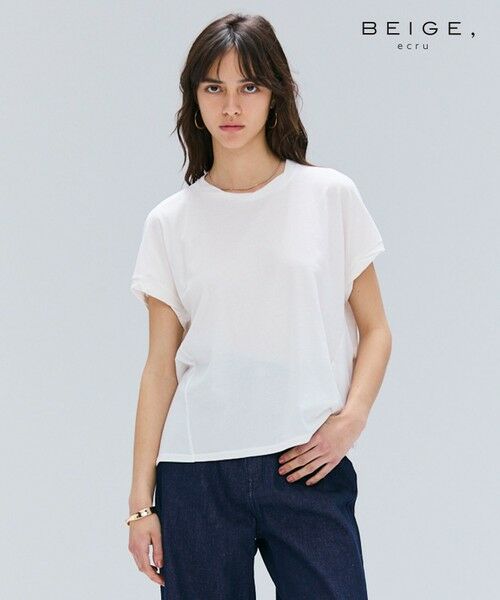 BEIGE,/ベイジ, 【BEIGE、ecru/WEB限定・洗える】FINE DRY TOUCH / ねじりデザインコットンクルーネックTシャツ White F BEIGE,/ベイジ, 【BEIGE、ecru/WEB限定・洗える】FINE DRY TOUCH / ねじりデザインコットンクルーネックTシャツ White F