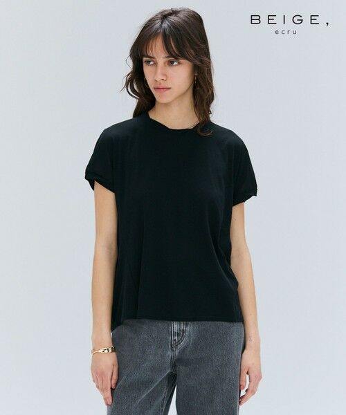 BEIGE,/ベイジ, 【BEIGE、ecru/WEB限定・洗える】FINE DRY TOUCH / ねじりデザインコットンクルーネックTシャツ Black F BEIGE,/ベイジ, 【BEIGE、ecru/WEB限定・洗える】FINE DRY TOUCH / ねじりデザインコットンクルーネックTシャツ Black F