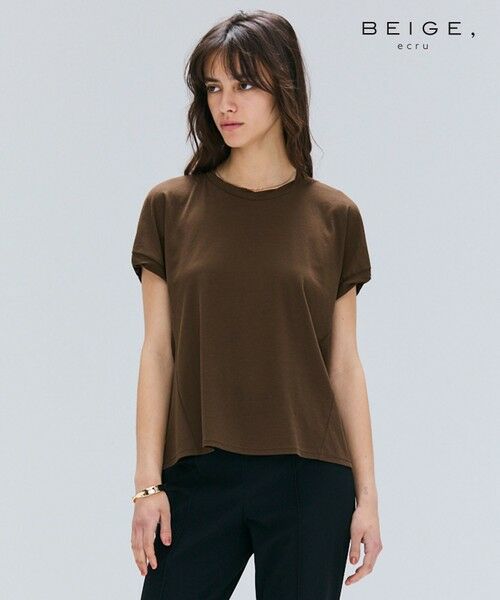 BEIGE,/ベイジ, 【BEIGE、ecru/WEB限定・洗える】FINE DRY TOUCH / ねじりデザインコットンクルーネックTシャツ Brown F BEIGE,/ベイジ, 【BEIGE、ecru/WEB限定・洗える】FINE DRY TOUCH / ねじりデザインコットンクルーネックTシャツ Brown F