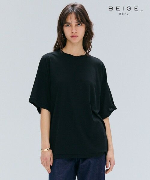 BEIGE,/ベイジ, 【BEIGE、ecru/WEB限定・洗える】FINE DRY TOUCH / ねじりデザインコットンオーバーサイズTシャツ Black F BEIGE,/ベイジ, 【BEIGE、ecru/WEB限定・洗える】FINE DRY TOUCH / ねじりデザインコットンオーバーサイズTシャツ Black F