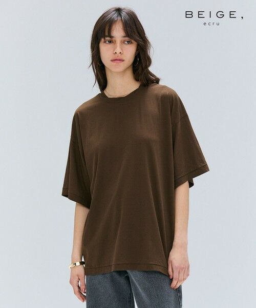 BEIGE,/ベイジ, 【BEIGE、ecru/WEB限定・洗える】FINE DRY TOUCH / ねじりデザインコットンオーバーサイズTシャツ Brown F BEIGE,/ベイジ, 【BEIGE、ecru/WEB限定・洗える】FINE DRY TOUCH / ねじりデザインコットンオーバーサイズTシャツ Brown F
