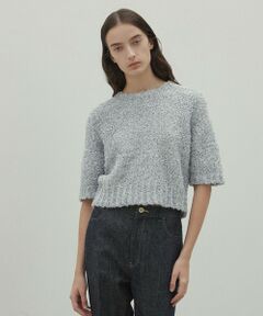 BEIGE, / ベイジ, ニット・セーター | 【洗える・Precious 4月号掲載】TRITOMA / ラメクルーネック半袖ニット