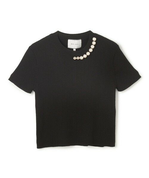 BEIGE, / ベイジ, ニット・セーター | 【洗える・美人百花 4月号掲載】VINCA / パール付き半袖コットンリブニット | 詳細6