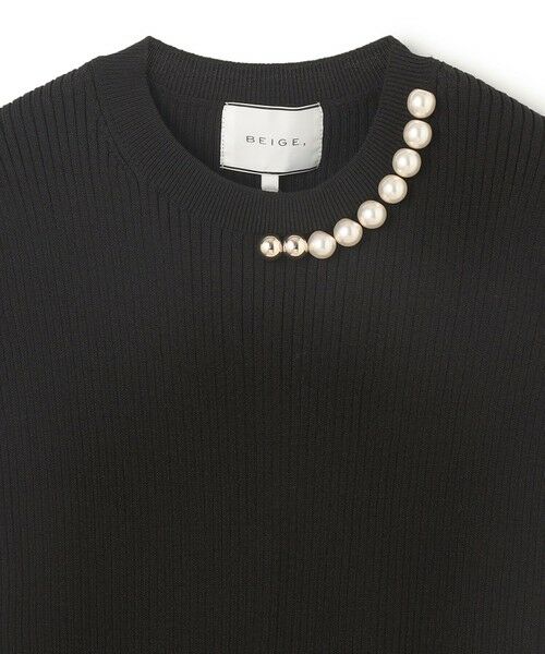 BEIGE, / ベイジ, ニット・セーター | 【洗える・美人百花 4月号掲載】VINCA / パール付き半袖コットンリブニット | 詳細8