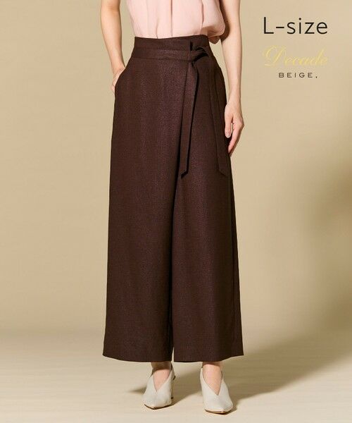 BEIGE, / ベイジ, その他パンツ | 【L-size】CAROLE / リネンライクラップワイドパンツ（Bordeaux）