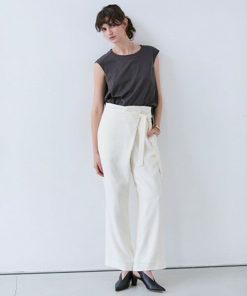 BEIGE, / ベイジ, その他パンツ | CAROLE / リネンライクラップワイドパンツ | 詳細2