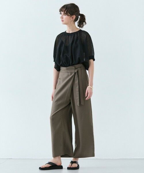 BEIGE, / ベイジ, その他パンツ | CAROLE / リネンライクラップワイドパンツ | 詳細5