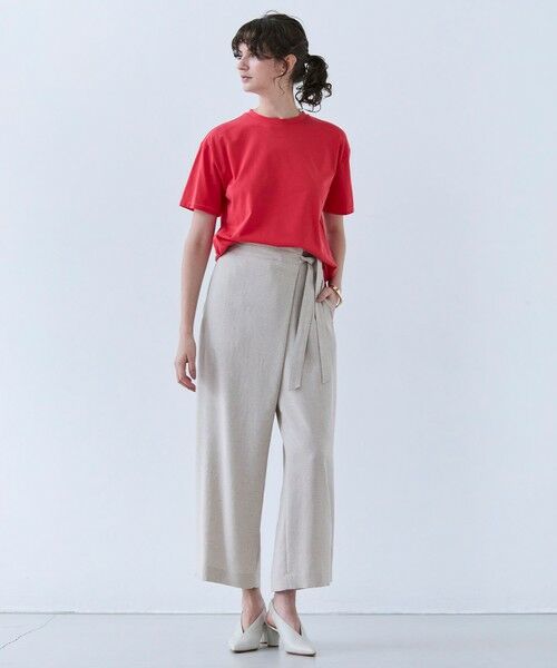 BEIGE, / ベイジ, その他パンツ | CAROLE / リネンライクラップワイドパンツ | 詳細10