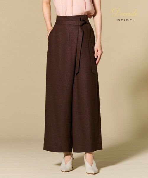 BEIGE, / ベイジ, その他パンツ | CAROLE / リネンライクラップワイドパンツ（Bordeaux）