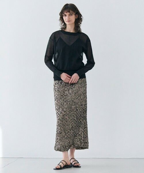 BEIGE, / ベイジ, ミニ・ひざ丈スカート | 【洗える】ALYSSUME / スパンコールストレッチニットスカート | 詳細7