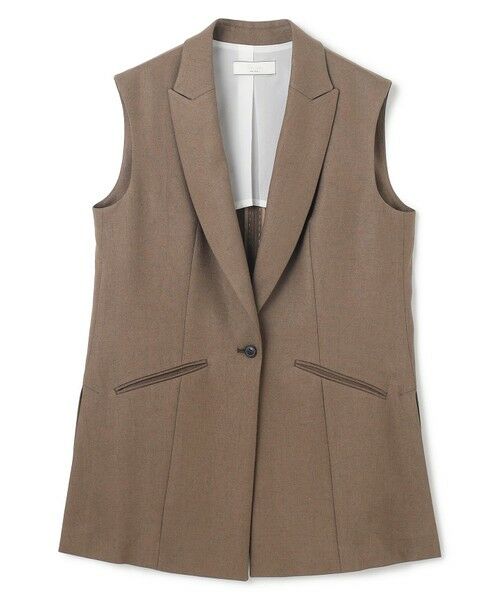 BEIGE, / ベイジ, ベスト | CAROLE / リネンライク ノースリーブジレジャケット | 詳細7