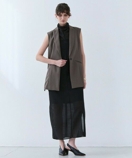 BEIGE, / ベイジ, ベスト | 【L-size・洗える】CAROLE / リネンライクノースリーブジレジャケット | 詳細5