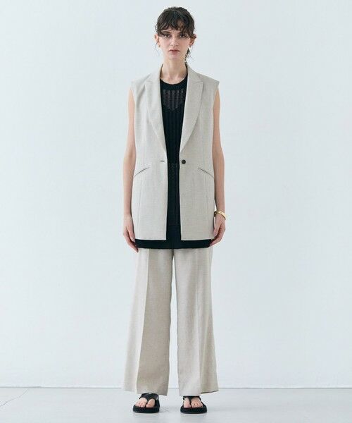 BEIGE, / ベイジ, ベスト | 【L-size・洗える】CAROLE / リネンライクノースリーブジレジャケット | 詳細10
