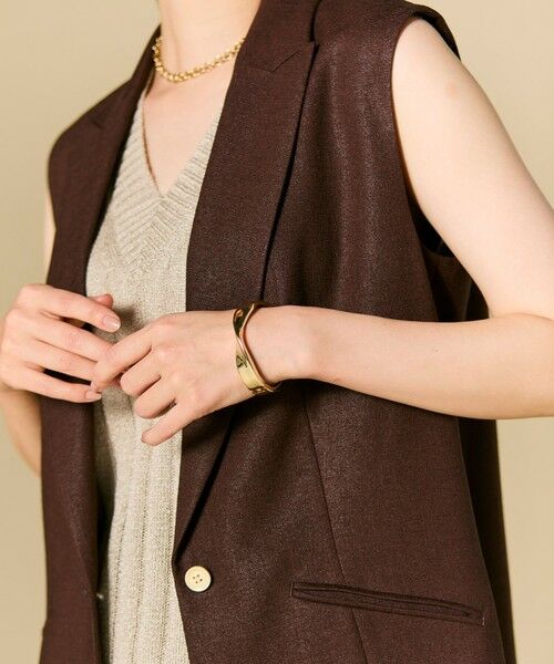 BEIGE, / ベイジ, ベスト | CAROLE / リネンライク ノースリーブジレジャケット | 詳細21