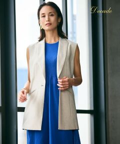 BEIGE, / ベイジ, ベスト | 【洗える】CAROLE / リネンライクノースリーブジレジャケット