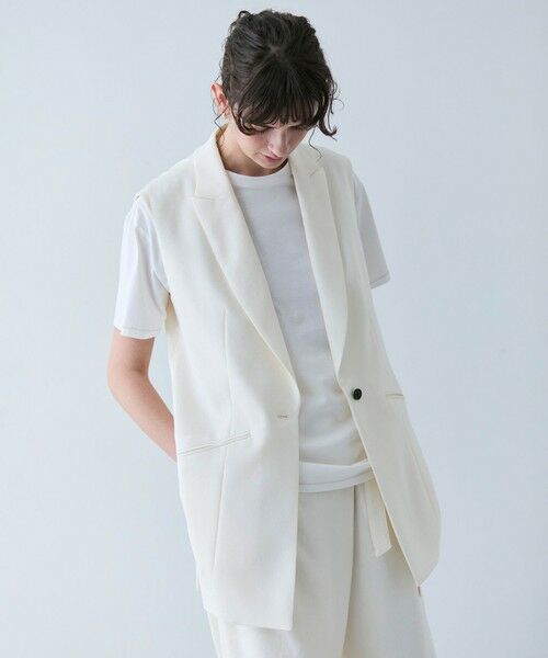 BEIGE, / ベイジ, ベスト | CAROLE / リネンライクノースリーブジレジャケット | 詳細3