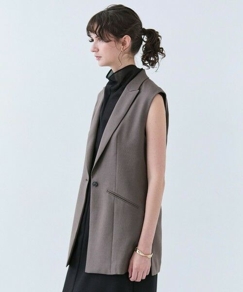 BEIGE, / ベイジ, ベスト | CAROLE / リネンライクノースリーブジレジャケット | 詳細5