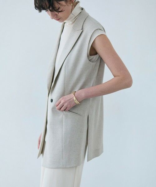 BEIGE, / ベイジ, ベスト | CAROLE / リネンライクノースリーブジレジャケット | 詳細10