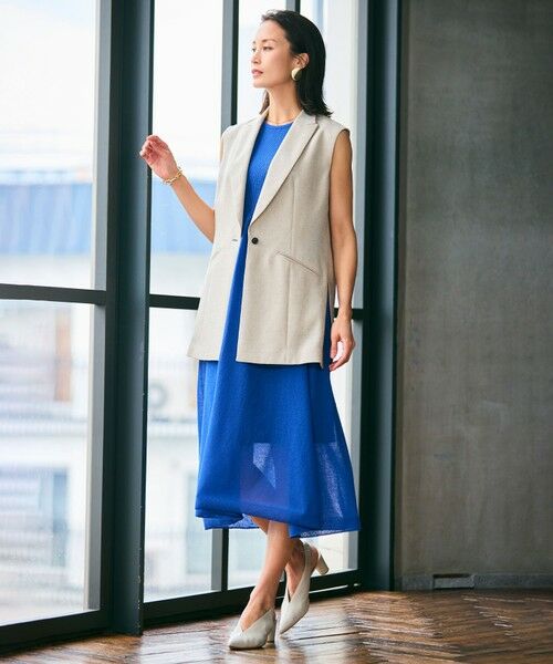 BEIGE, / ベイジ, ベスト | CAROLE / リネンライクノースリーブジレジャケット | 詳細9