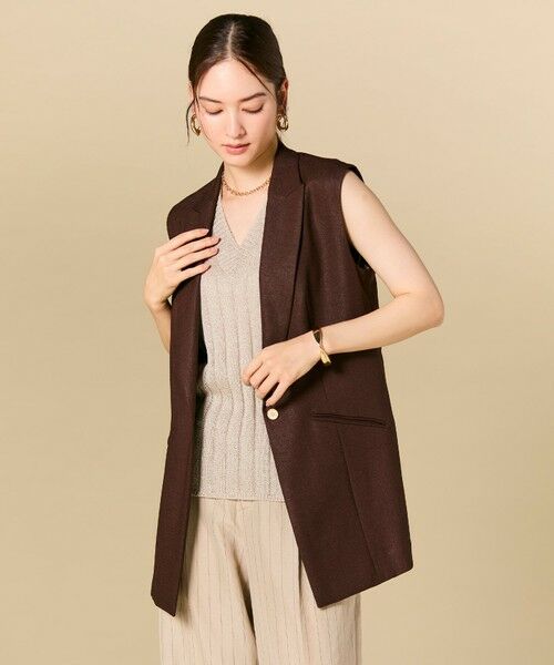 BEIGE, / ベイジ, ベスト | CAROLE / リネンライクノースリーブジレジャケット | 詳細24