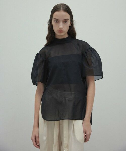BEIGE,/ベイジ, 【洗える】PLUMERIA / コットンシアーパフスリーブブラウス Black 32 BEIGE,/ベイジ, 【洗える】PLUMERIA / コットンシアーパフスリーブブラウス Black 32