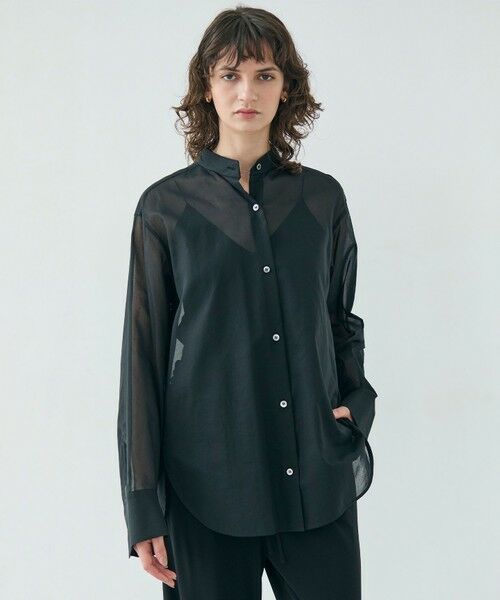 BEIGE,/ベイジ, 【洗える】PLUMERIA / コットンシアーバックボウタイブラウス Black 2 BEIGE,/ベイジ, 【洗える】PLUMERIA / コットンシアーバックボウタイブラウス Black 2