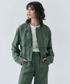 【美品】BEIGE. ベイジ 日本製　長袖　Vネック 上質 ノーカラージャケット CINDY ／ ノーカラーロングジャケット