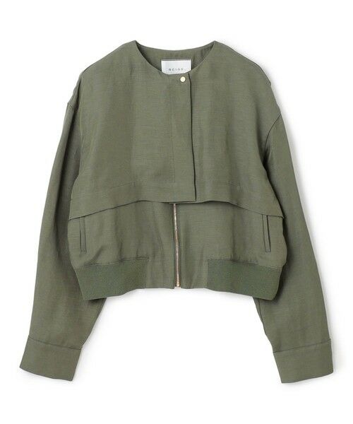 ①theory luxe ブルゾン　リネンノーカラージャケット 2WAY】ストレッチフラノ ノーカラーブルゾンジャケット（01
