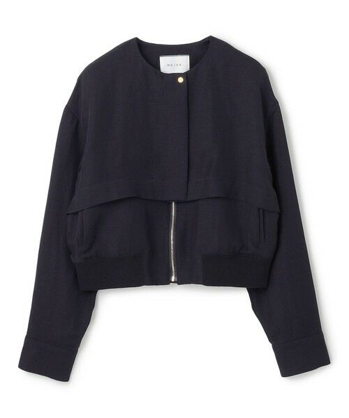ベイジ BEIGE RENARD ブルゾン セール】 【洗える】BERNARD / リネンノーカラーラップブルゾン