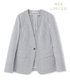 BEIGE, / ベイジ, ノーカラージャケット | 【洗える・WEB限定】NEMESIA / ソフトサッカーノーカラージャケット