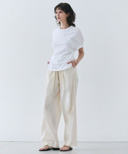 BEIGE, / ベイジ, カットソー | 【洗える】STOCK / オーガニックコットン半袖ギャザートップス | 詳細1