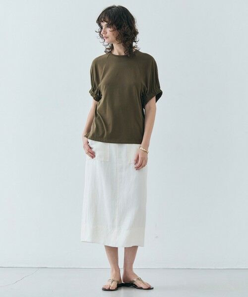 BEIGE, / ベイジ, カットソー | 【洗える】STOCK / オーガニックコットン半袖ギャザートップス | 詳細4