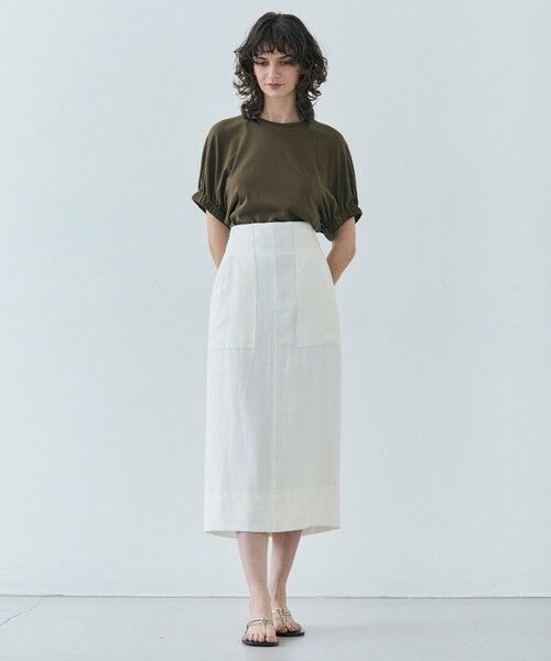 BEIGE, / ベイジ, カットソー | 【洗える】STOCK / オーガニックコットン半袖ギャザートップス | 詳細5