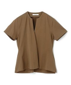 BEIGE, / ベイジ, カットソー | 【洗える】STOCK / オーガニックコットン半袖Vスリットトップス
