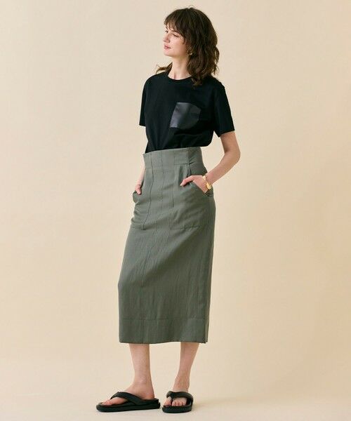 BEIGE, / ベイジ, カットソー | 【WEB限定・洗える】TORENIA / レザーポケットコットンクルーネックTシャツ | 詳細1