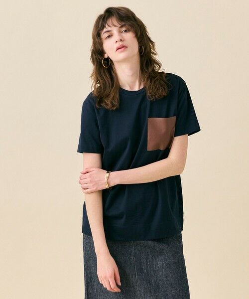 BEIGE, / ベイジ, カットソー | 【WEB限定・洗える】TORENIA / レザーポケットコットンクルーネックTシャツ | 詳細6