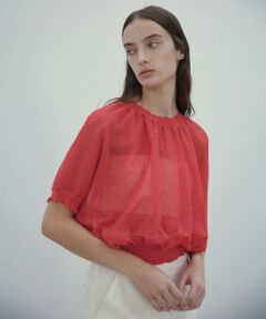 BEIGE, / ベイジ, ニット・セーター | 【洗える・Oggi 7月号掲載】LUPINUS / リネン混半袖プルオーバーギャザーニット